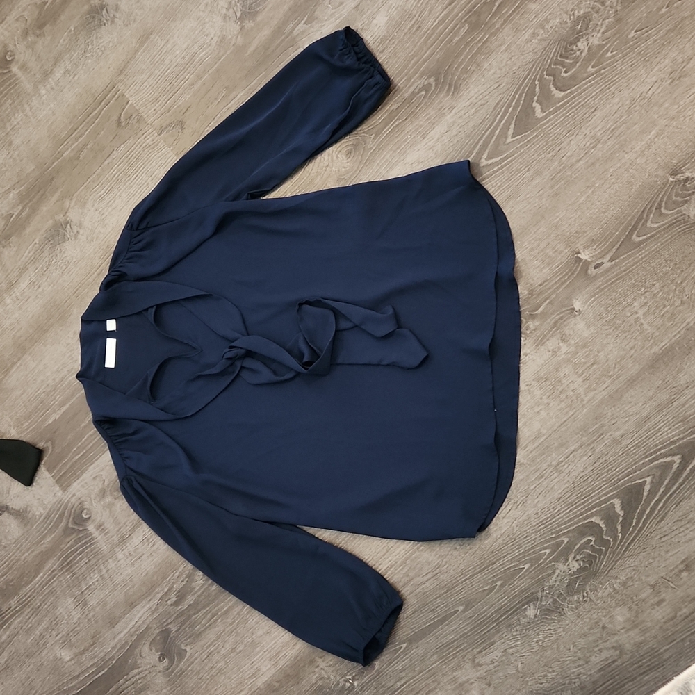 New York & Company 3/4 Sleeve Tie Blouse